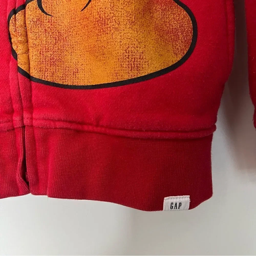 Baby GAP Disney Hoodie 5 Years Toddler Mickey Mouse Full Zip Red Long Sleeve